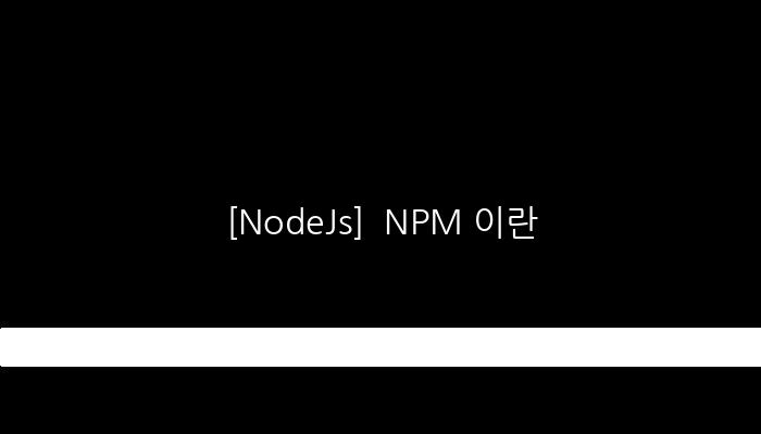 [NodeJs]  NPM 이란